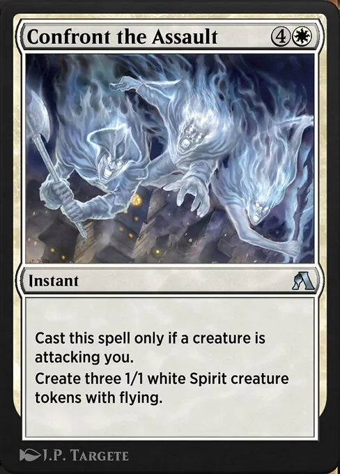 Confront the Assault, carta Magic di tipo Instant illustrata da J.P. Targete