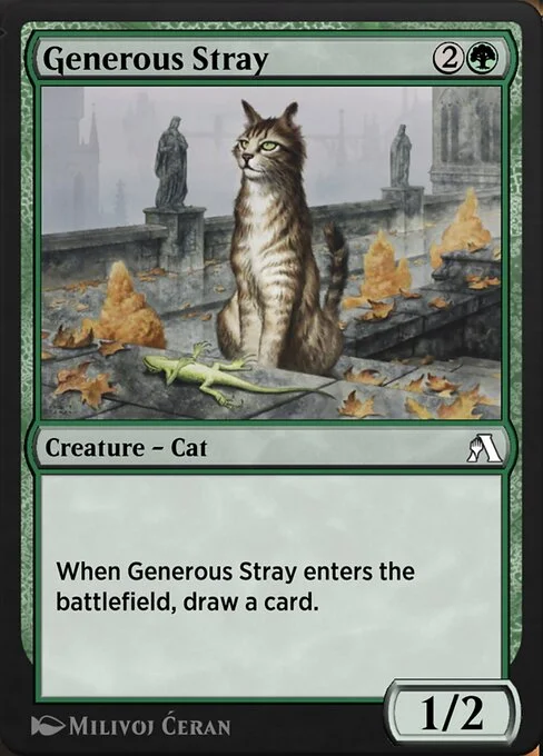 Generous Stray, carta Magic di tipo Creature — Cat illustrata da Milivoj Ćeran