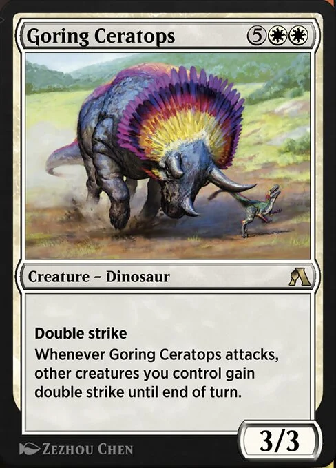 Goring Ceratops, carta Magic di tipo Creature — Dinosaur illustrata da Zezhou Chen