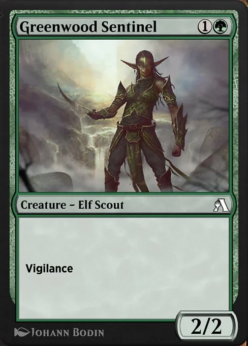 Greenwood Sentinel, carta Magic di tipo Creature — Elf Scout illustrata da Johann Bodin
