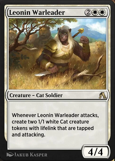 Leonin Warleader, carta Magic di tipo Creature — Cat Soldier illustrata da Jakub Kasper
