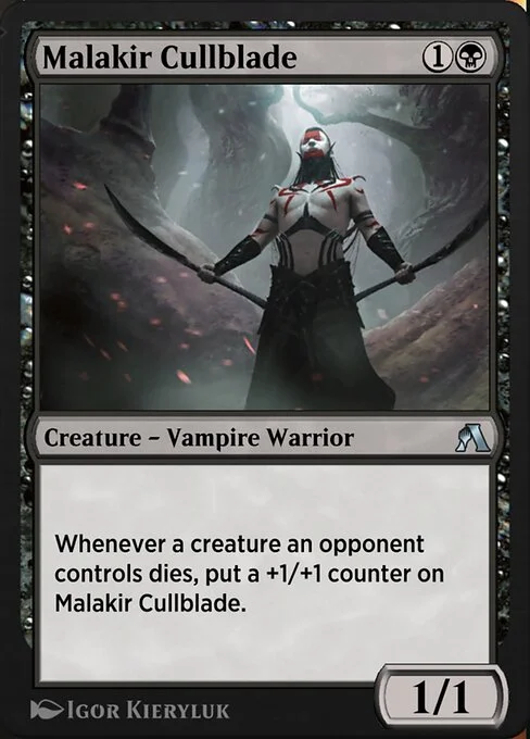 Malakir Cullblade, carta Magic di tipo Creature — Vampire Warrior illustrata da Igor Kieryluk