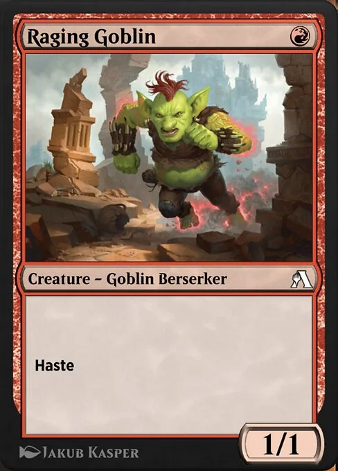 Raging Goblin, carta Magic di tipo Creature — Goblin Berserker illustrata da Jakub Kasper