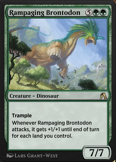Rampaging Brontodon, carta Magic di tipo Creature — Dinosaur illustrata da Lars Grant-West
