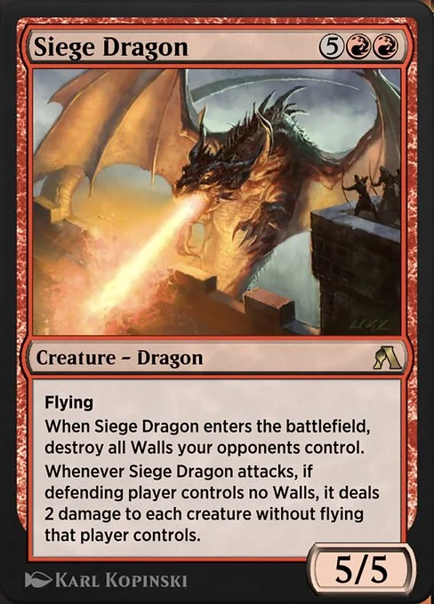 Siege Dragon, carta Magic di tipo Creature — Dragon illustrata da Karl Kopinski
