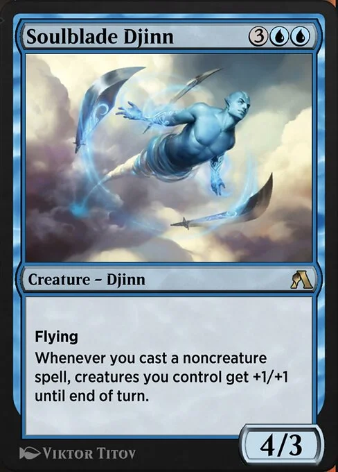 Soulblade Djinn, carta Magic di tipo Creature — Djinn illustrata da Viktor Titov