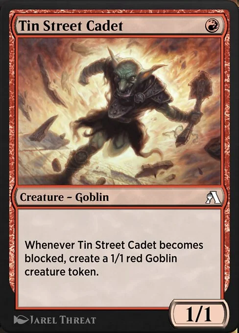 Tin Street Cadet, carta Magic di tipo Creature — Goblin illustrata da Jarel Threat
