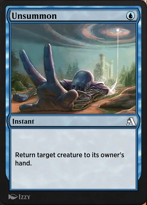 Unsummon, carta Magic di tipo Instant illustrata da Izzy