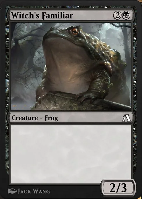 Witch's Familiar, carta Magic di tipo Creature — Frog illustrata da Jack Wang