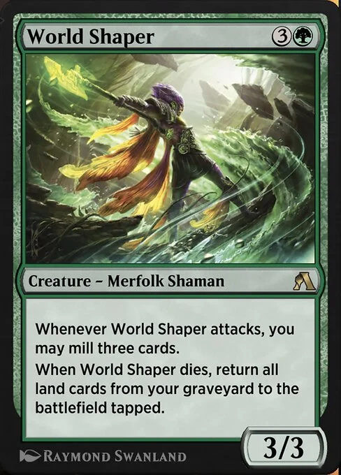 World Shaper, carta Magic di tipo Creature — Merfolk Shaman illustrata da Raymond Swanland