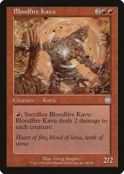 Bloodfire Kavu, carta Magic di tipo Creature — Kavu illustrata da Greg Staples