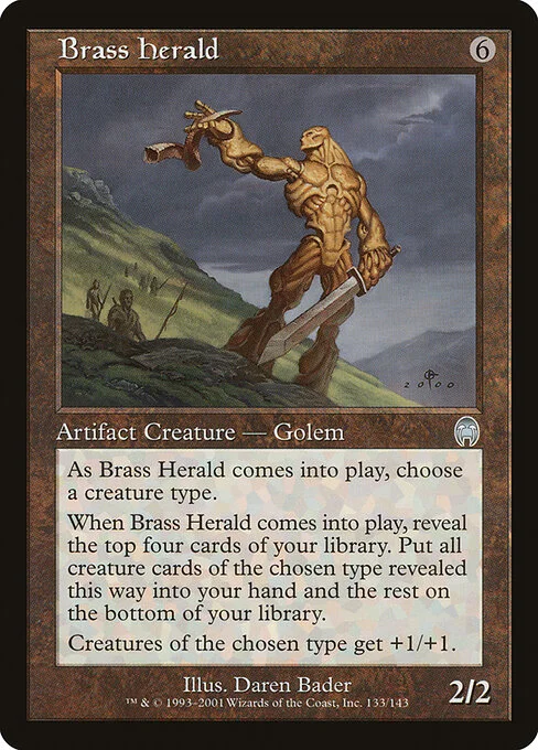 Brass Herald, carta Magic di tipo Artifact Creature — Golem illustrata da Daren Bader