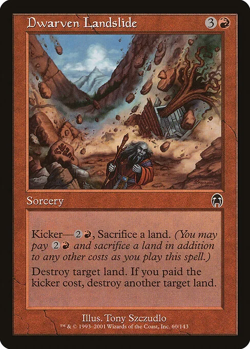 Dwarven Landslide, carta Magic di tipo Sorcery illustrata da Tony Szczudlo