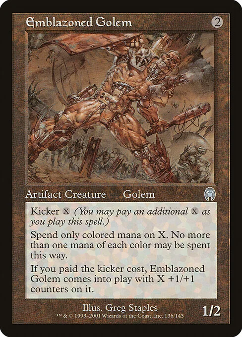 Emblazoned Golem, carta Magic di tipo Artifact Creature — Golem illustrata da Greg Staples