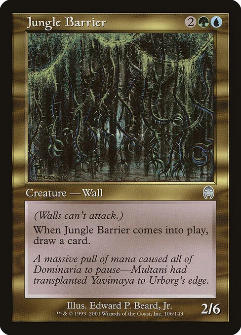 Jungle Barrier, carta Magic di tipo Creature — Plant Wall illustrata da Edward P. Beard, Jr.