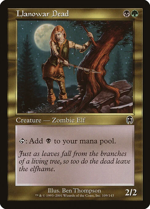 Llanowar Dead, carta Magic di tipo Creature — Zombie Elf illustrata da Ben Thompson
