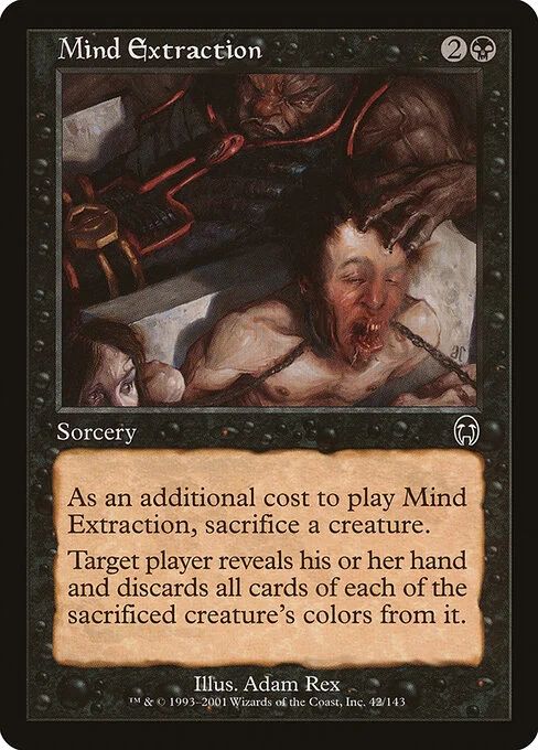 Mind Extraction, carta Magic di tipo Sorcery illustrata da Adam Rex