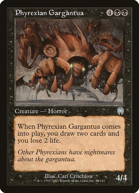 Phyrexian Gargantua, carta Magic di tipo Creature — Phyrexian Horror illustrata da Carl Critchlow