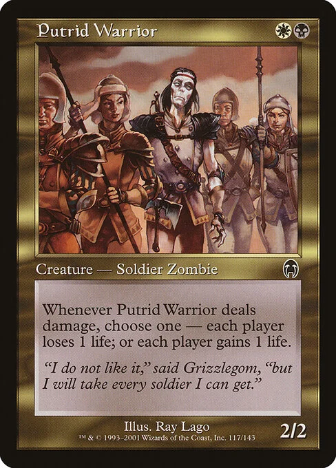 Putrid Warrior, carta Magic di tipo Creature — Zombie Soldier Warrior illustrata da Ray Lago