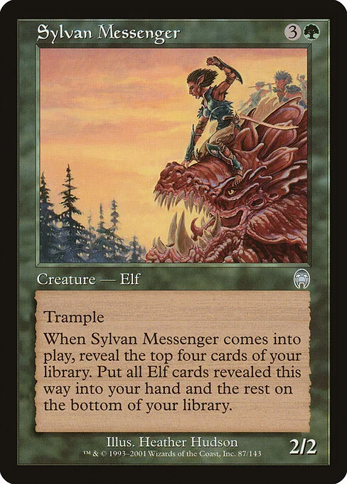 Sylvan Messenger, carta Magic di tipo Creature — Elf illustrata da Heather Hudson