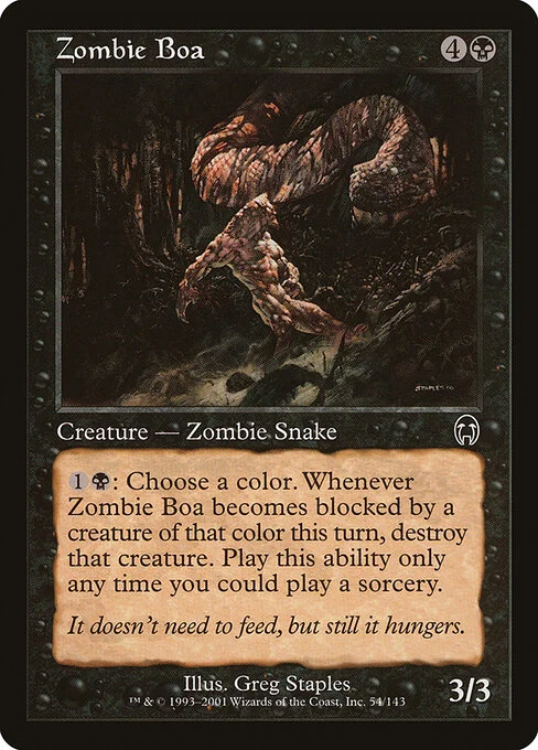 Zombie Boa, carta Magic di tipo Creature — Zombie Snake illustrata da Greg Staples
