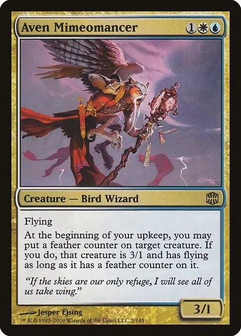 Aven Mimeomancer, carta Magic di tipo Creature — Bird Wizard illustrata da Jesper Ejsing