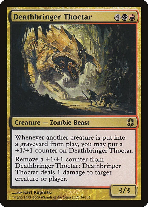 Deathbringer Thoctar, carta Magic di tipo Creature — Zombie Beast illustrata da Karl Kopinski