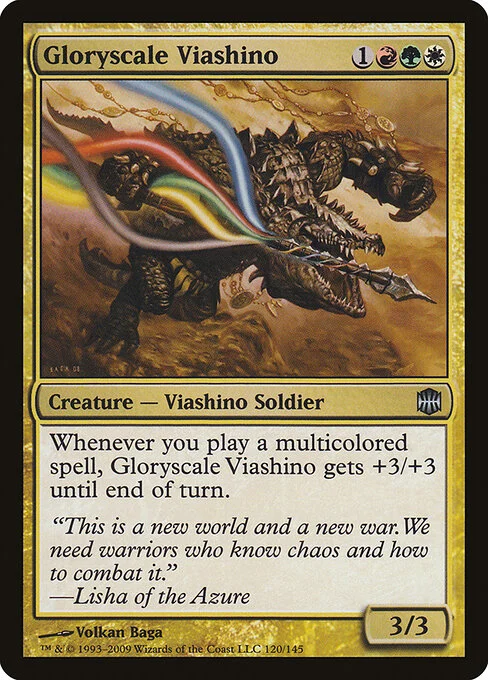 Gloryscale Viashino, carta Magic di tipo Creature — Lizard Soldier illustrata da Volkan Baǵa