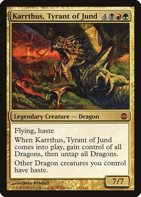 Karrthus, Tyrant of Jund, carta Magic di tipo Legendary Creature — Dragon illustrata da Dave Kendall