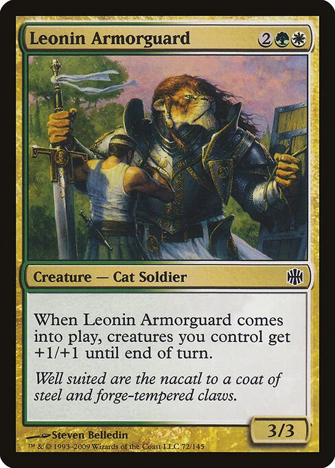 Leonin Armorguard, carta Magic di tipo Creature — Cat Soldier illustrata da Steven Belledin