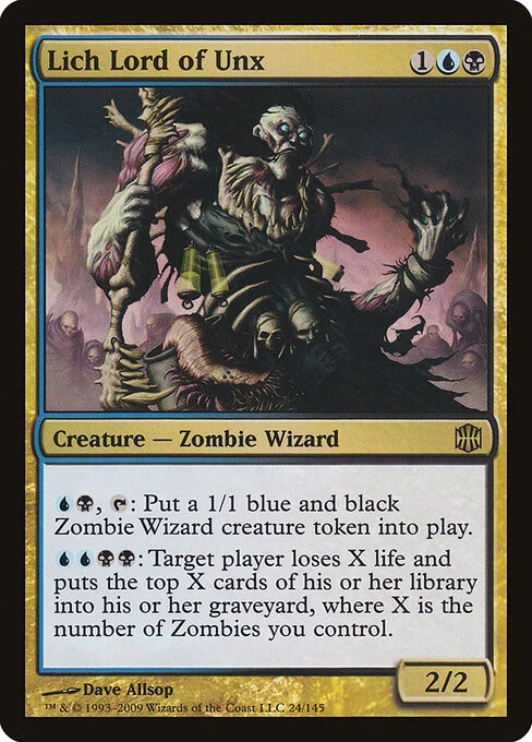 Lich Lord of Unx, carta Magic di tipo Creature — Zombie Wizard illustrata da Dave Allsop