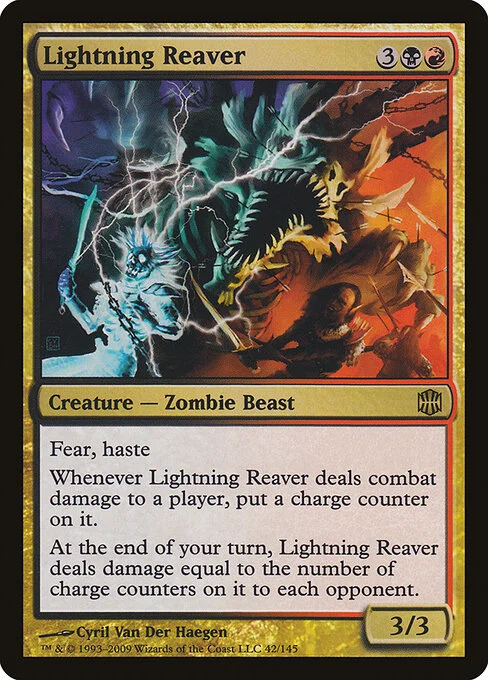 Lightning Reaver, carta Magic di tipo Creature — Zombie Beast illustrata da Cyril Van Der Haegen
