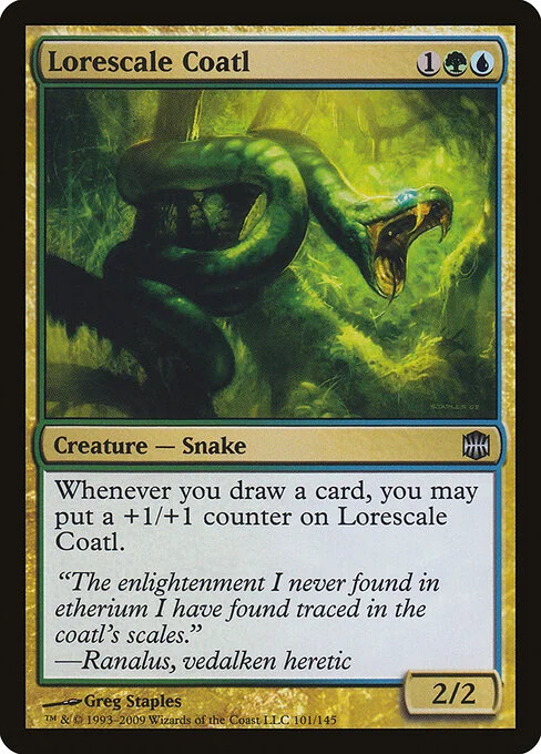 Lorescale Coatl, carta Magic di tipo Creature — Snake illustrata da Greg Staples