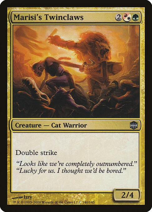 Marisi's Twinclaws, carta Magic di tipo Creature — Cat Warrior illustrata da Izzy