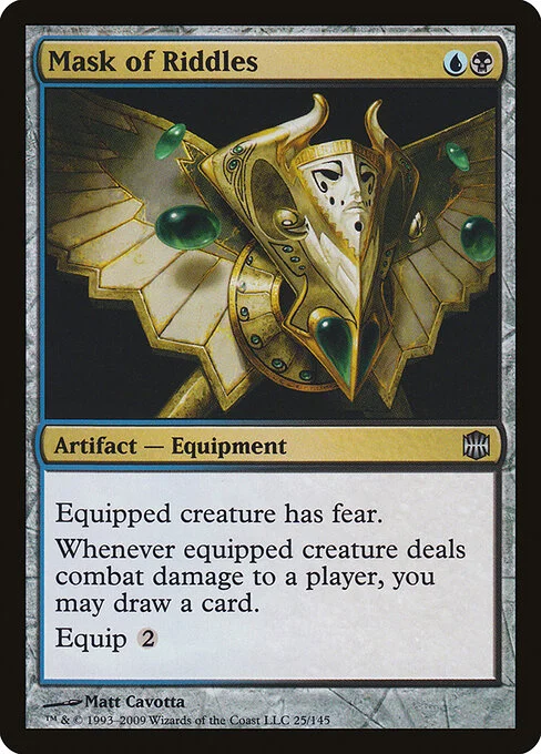 Mask of Riddles, carta Magic di tipo Artifact — Equipment illustrata da Matt Cavotta