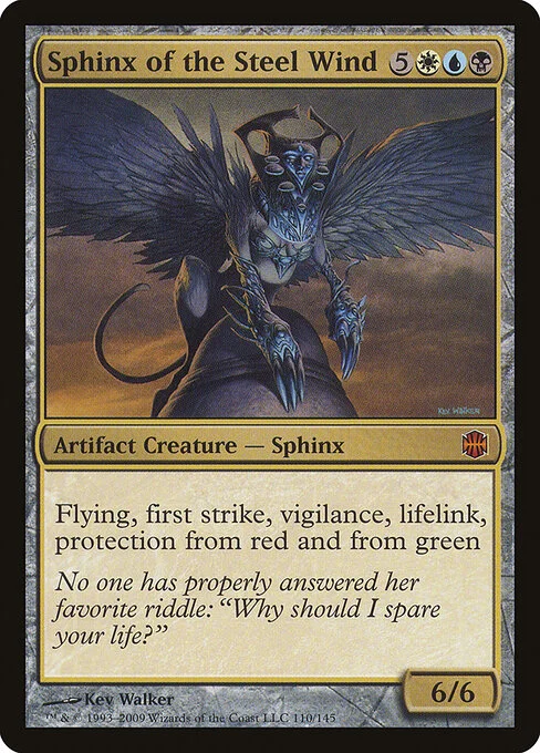 Sphinx of the Steel Wind, carta Magic di tipo Artifact Creature — Sphinx illustrata da Kev Walker