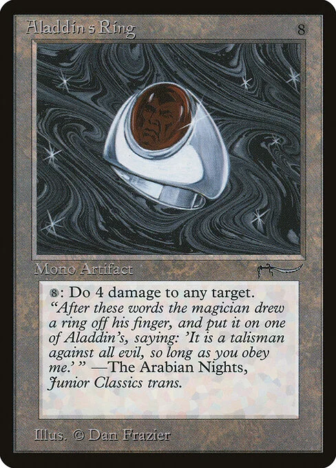 Aladdin's Ring, carta Magic di tipo Artifact illustrata da Dan Frazier