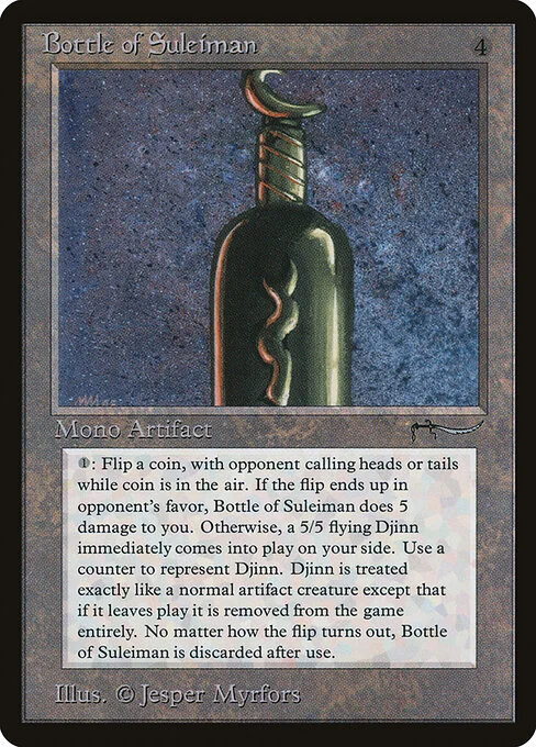 Bottle of Suleiman, carta Magic di tipo Artifact illustrata da Jesper Myrfors