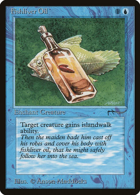 Fishliver Oil, carta Magic di tipo Enchantment — Aura illustrata da Anson Maddocks