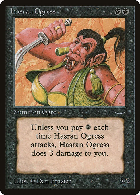 Hasran Ogress, carta Magic di tipo Creature — Ogre illustrata da Dan Frazier