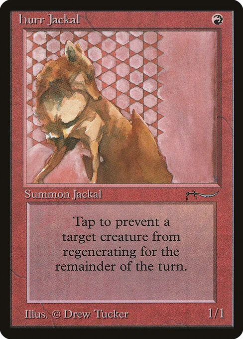 Hurr Jackal, carta Magic di tipo Creature — Jackal illustrata da Drew Tucker
