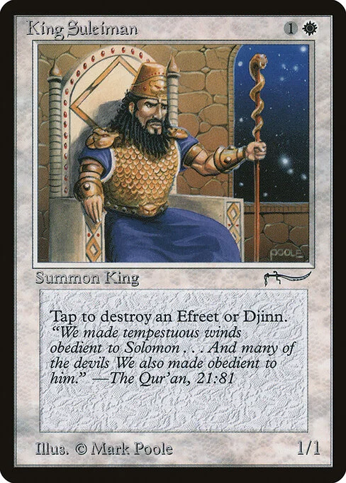 King Suleiman, carta Magic di tipo Creature — Human Noble illustrata da Mark Poole