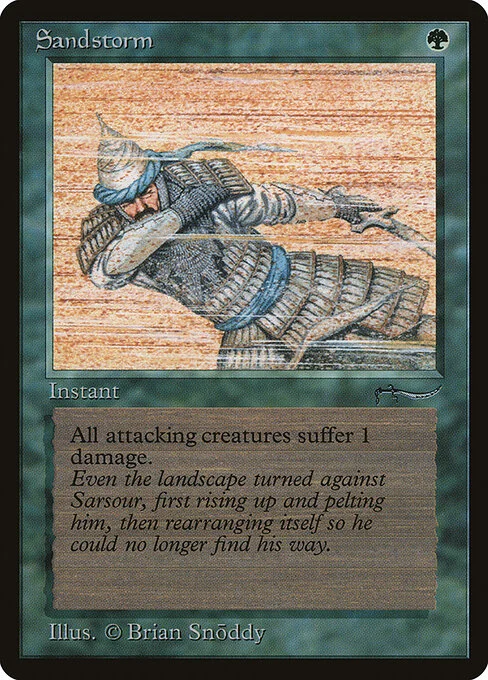 Sandstorm, carta Magic di tipo Instant illustrata da Brian Snõddy