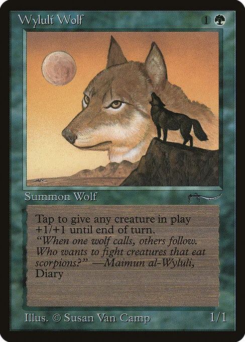 Wyluli Wolf, carta Magic di tipo Creature — Wolf illustrata da Susan Van Camp