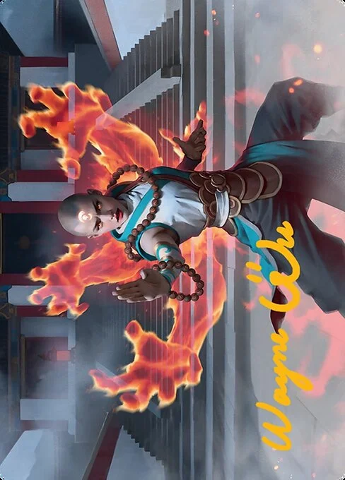 Flamehold Grappler // Flamehold Grappler, carta Magic di tipo Card // Card illustrata da Wayne Wu
