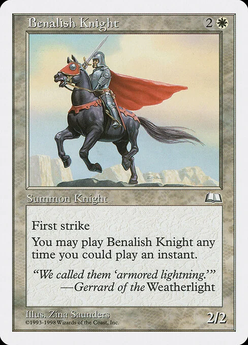 Benalish Knight, carta Magic di tipo Creature — Human Knight illustrata da Zina Saunders