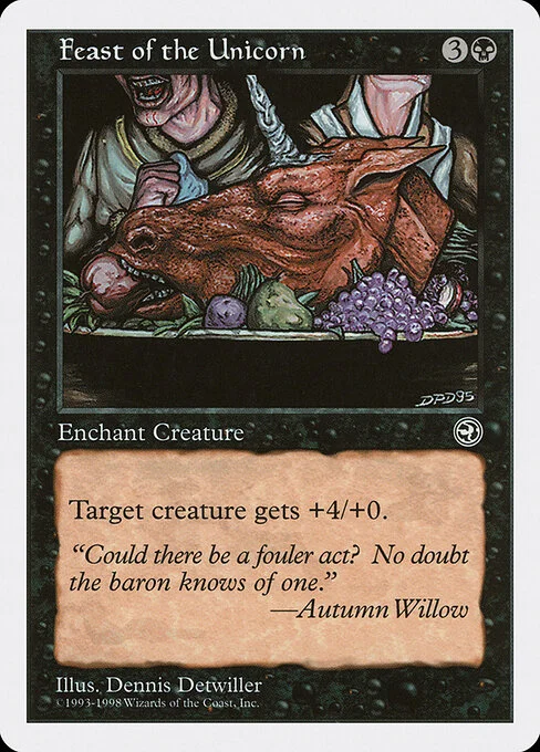 Feast of the Unicorn, carta Magic di tipo Enchantment — Aura illustrata da Dennis Detwiller