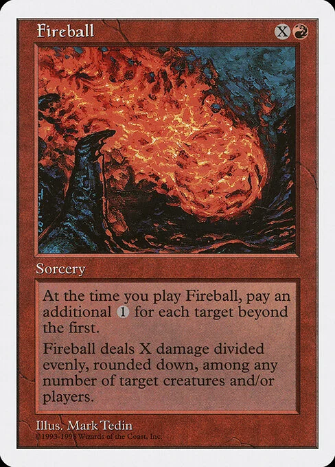 Fireball, carta Magic di tipo Sorcery illustrata da Mark Tedin
