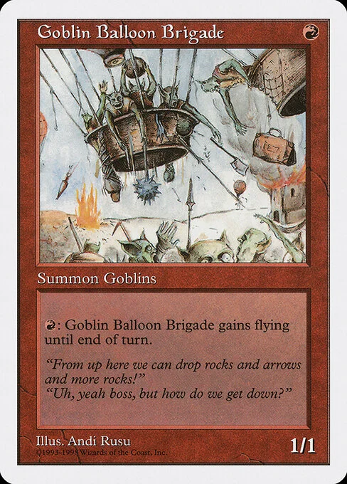 Goblin Balloon Brigade, carta Magic di tipo Creature — Goblin Warrior illustrata da Andi Rusu