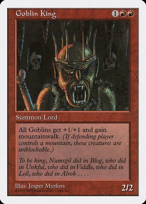 Goblin King, carta Magic di tipo Creature — Goblin illustrata da Jesper Myrfors